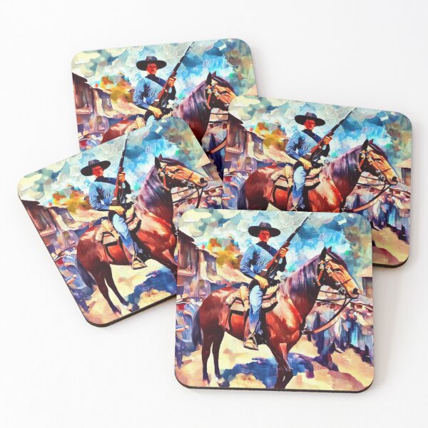 Aperçu de l'œuvre Cowboy - Shérif à cheval patrouillant dans la ville | Art occidental créée et vendue par siammagicalart.