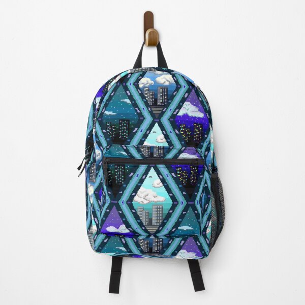 Item preview, City skyline Pixel Art Pattern. Blue, Large designed and sold by SamohtCreates.