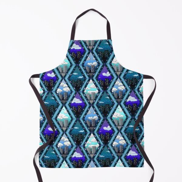 Item preview, City skyline Pixel Art Pattern. Blue, Large designed and sold by SamohtCreates.