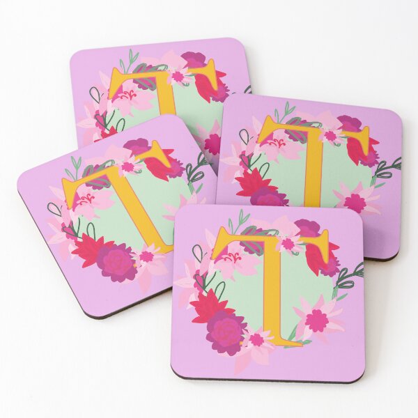 Item preview, Floral Monogram Letter T, Initial, Yellow Lettering designed and sold by bunniyababa.