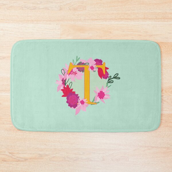Item preview, Floral Monogram Letter T, Initial, Yellow Lettering designed and sold by bunniyababa.