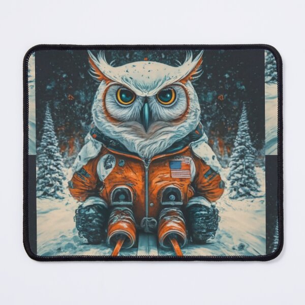 Item preview, snowy owl dog sledding" cut ? owl enjoying sledding on a cool ice, owl lovers gift. designed and sold by Obinne.
