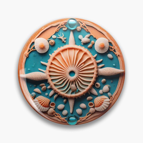 Item preview, Soothing Seashell Mandala in Orange and Aqua designed and sold by SpiritualManda.