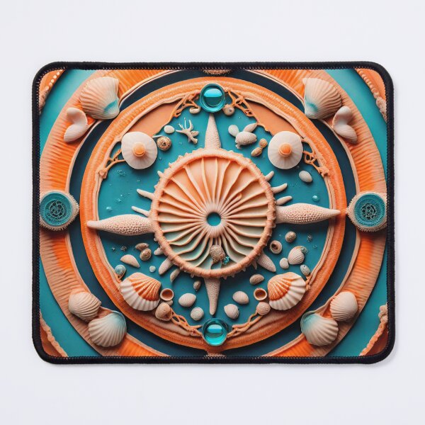 Item preview, Soothing Seashell Mandala in Orange and Aqua designed and sold by SpiritualManda.