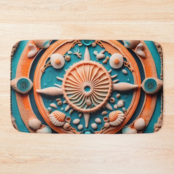 Item preview, Soothing Seashell Mandala in Orange and Aqua designed and sold by SpiritualManda.