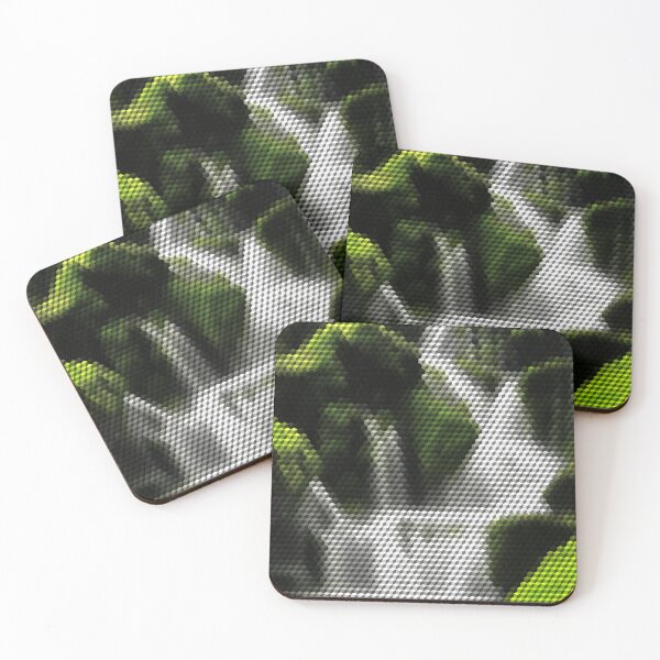 Item preview, Waterfall Green Moss Rocks 3D Cubes Low Poly Art designed and sold by SpiroJo.