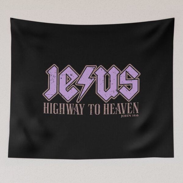 Item preview, JESUS HIGHWAY TO HEAVEN - JOHN 14:6 - Purple & Mauve - Christian - Edgy Rock Star - Thunderbolt designed and sold by Glory After Tears.
