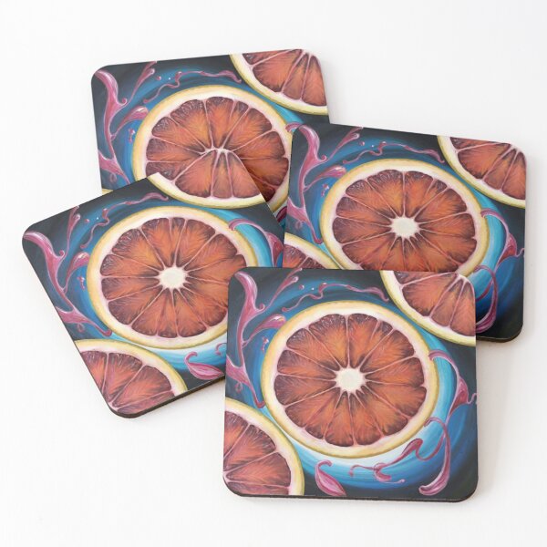 Item preview,  Blood Orange Slices on Blue Background Painting designed and sold by Rafal Saluszewski.