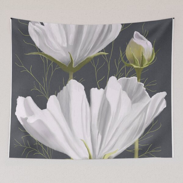 Item preview, white cosmos digital oil painting for charity designed and sold by JayTCee.
