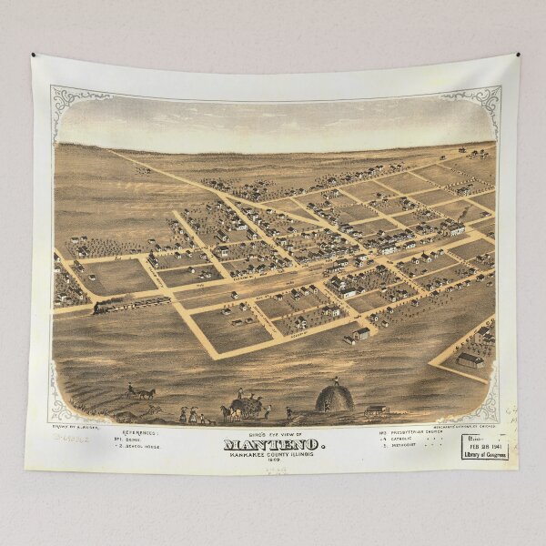 Item preview, Aerial View of Manteno, Illinois (1869) designed and sold by allhistory.