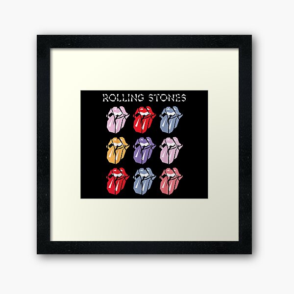 Official The Rolling Stones HD Multi Color Tongue Framed Art Print
