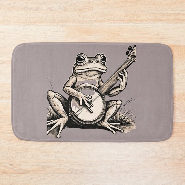 Item preview, Funny Aesthetic Art Frog Playing Banjo Sitting on Grass Funny Singing Frog designed and sold by NadeenInspires.
