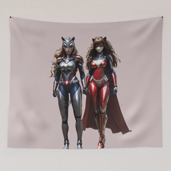 Item preview, Couple of young masked super heroines urban style girl fashion designed and sold by Carlos Gudino.