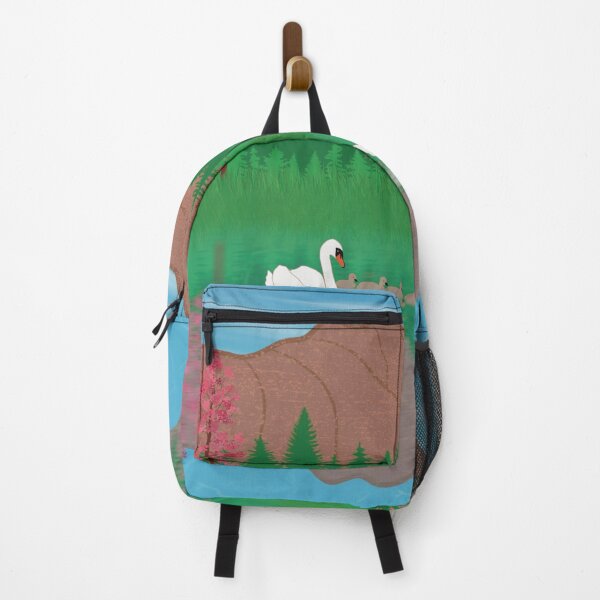 Item preview, Mountain landscape with family of swans design designed and sold by HappyMoni27.
