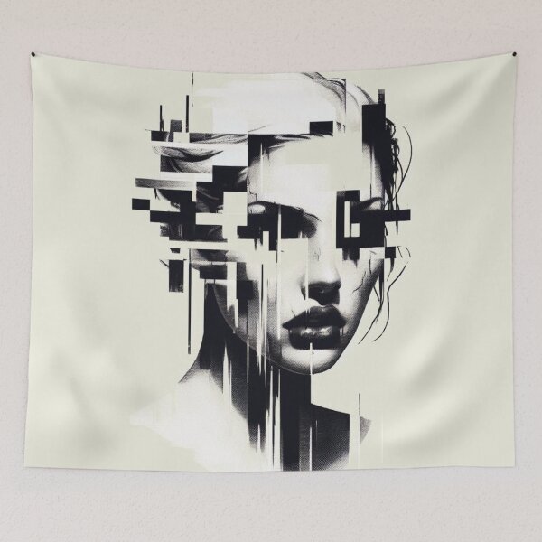 Item preview, Woman's Face in Black and White Squares designed and sold by Rafal Saluszewski.