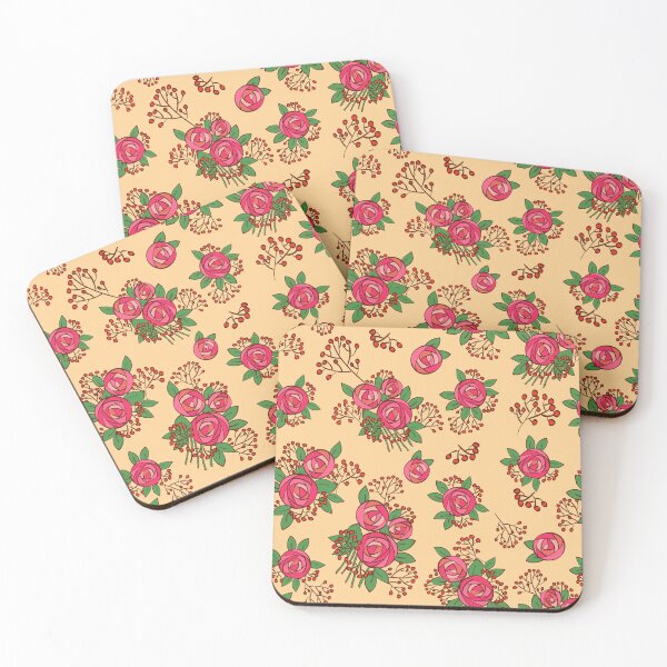 Item preview, Raspberry rose flowers on beige background designed and sold by Olga Matskevich.