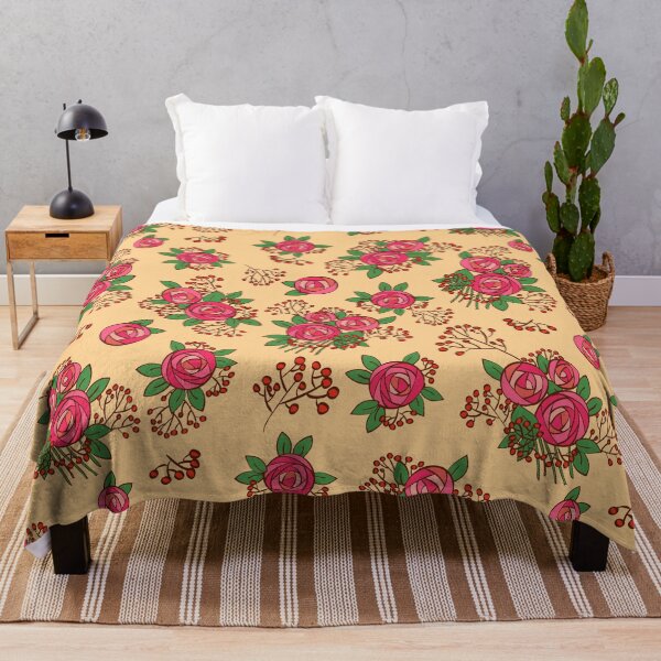 Item preview, Raspberry rose flowers on beige background designed and sold by Olga Matskevich.