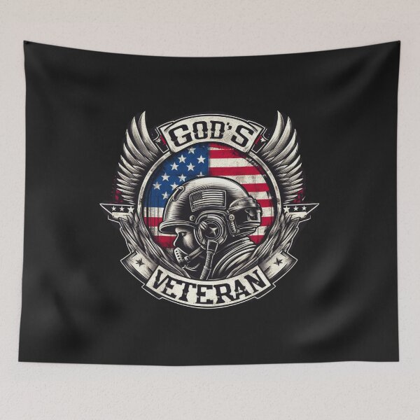 Item preview, God's Veteran, Veteran and American Flag Art designed and sold by Faithloveshop.