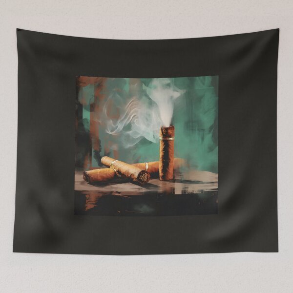 Item preview, Smokey Serenade - Modern Abstract Cigar Art with Rich Hues and Grunge Aesthetics designed and sold by OlfactoART Studio.