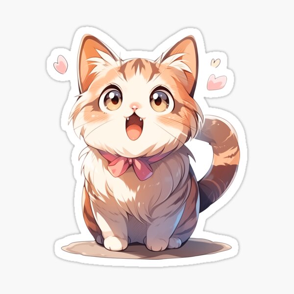 Happy Cute Cat Sticker - Sticker Mania