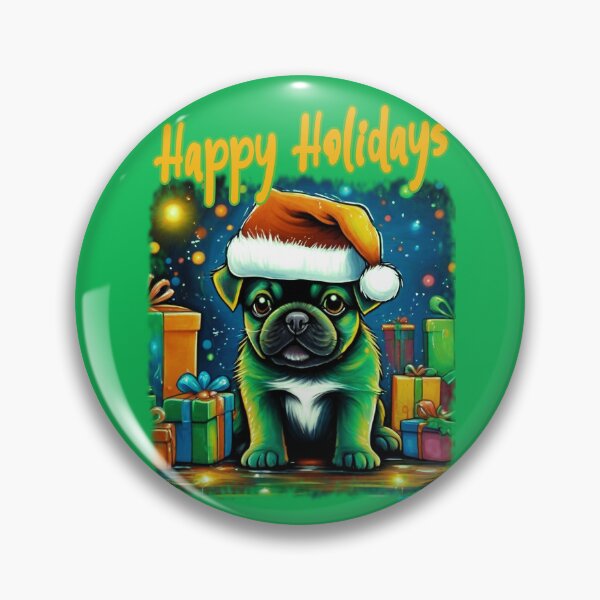 Item preview, Pug HAPPY HOLIDAYS 37 designed and sold by RedBluffTraders.