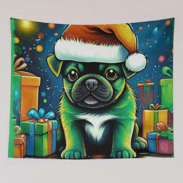 Item preview, Pug HAPPY HOLIDAYS 37 designed and sold by RedBluffTraders.