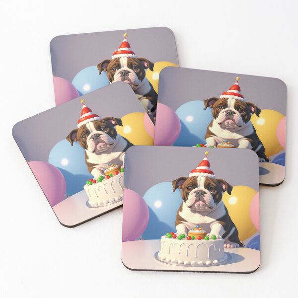 Item preview, Beautiful portrait adorable Bulldog in a birthday celebration designed and sold by Tio-Tecun.