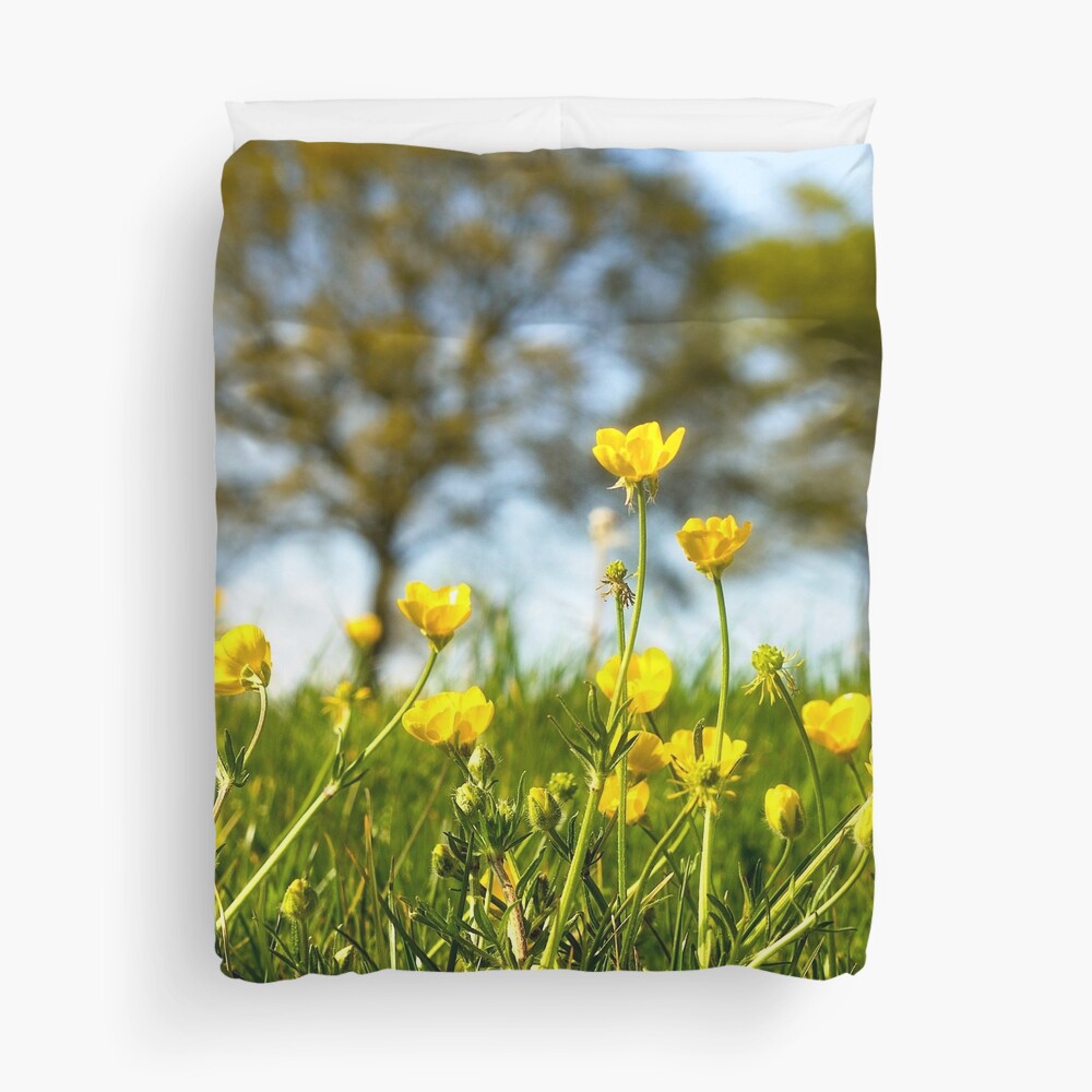 Beautiful Springtime Buttercup Meadow Duvet Cover