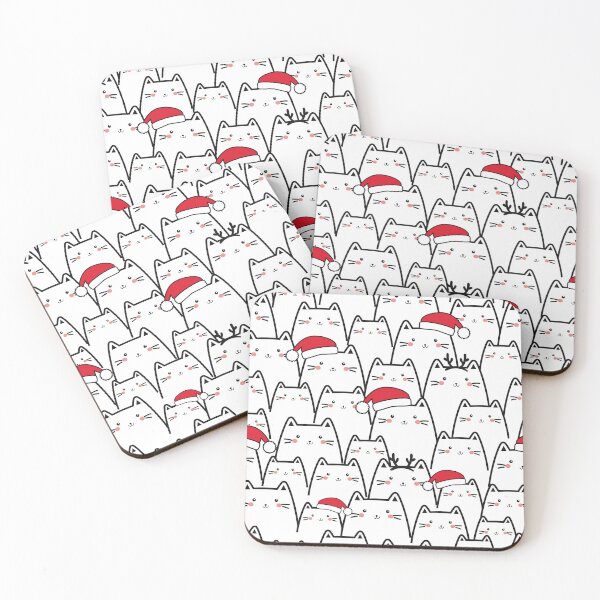 Item preview, Christmas cat kawaii pattern designed and sold by FatBirdie.