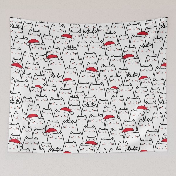 Item preview, Christmas cat kawaii pattern designed and sold by FatBirdie.