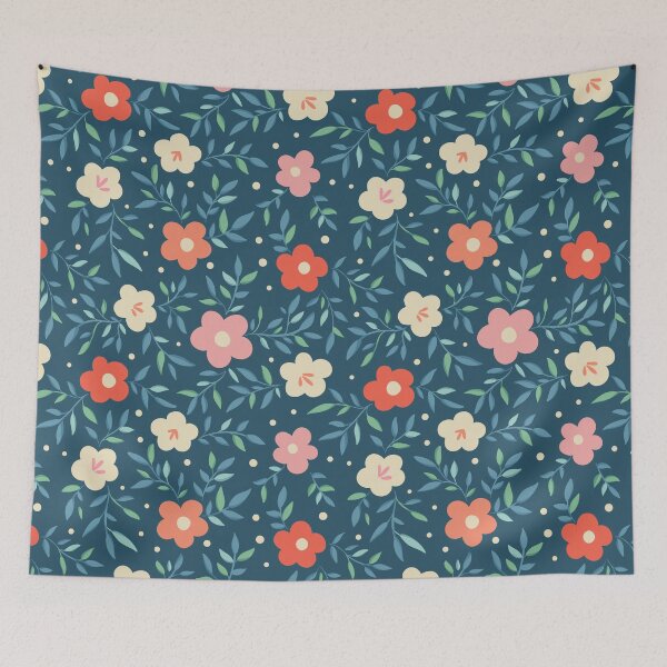 Item preview, Delicate Floral // Navy background designed and sold by PapricaStudio.