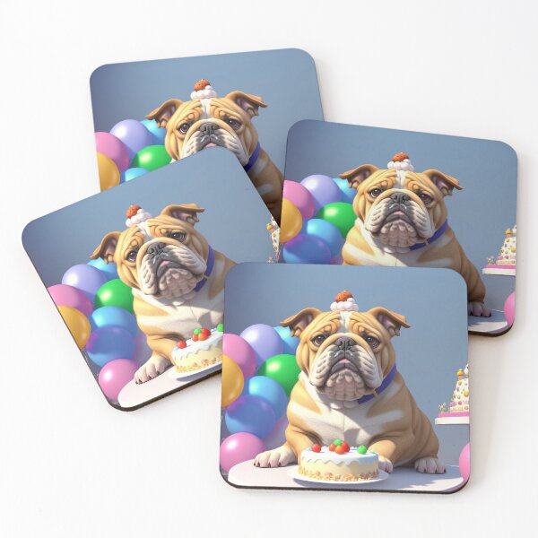 Item preview, Beautiful portrait adorable Bulldog in a birthday celebration designed and sold by Tio-Tecun.
