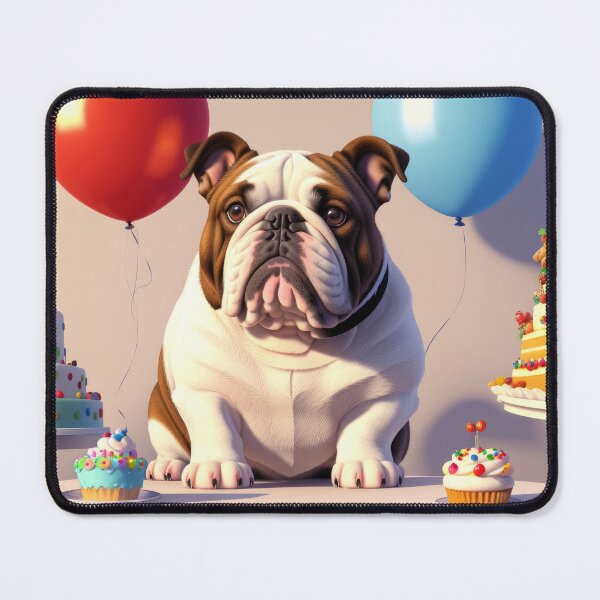 Item preview, Big bulldog with ballons and cupcakes in birthday party designed and sold by Tio-Tecun.