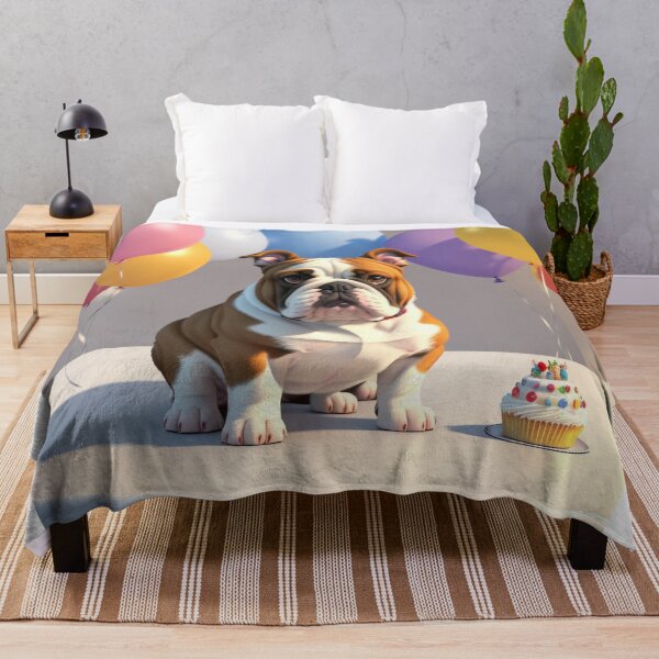Item preview, Funny Fat bulldog with sad face in a birthday party with ballons designed and sold by Tio-Tecun.