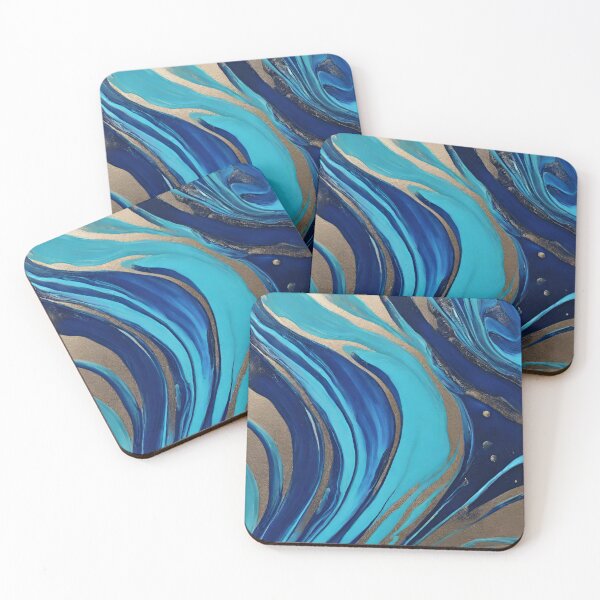 Item preview, Modern Abstract Flow Art- Blue and Gold designed and sold by artcolory.