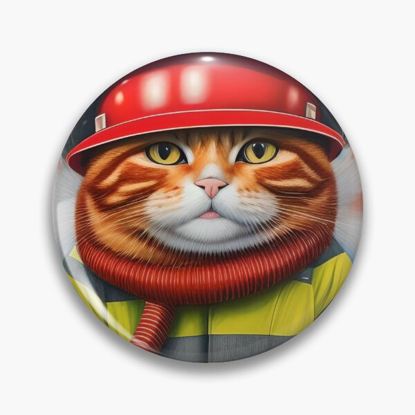 Item preview, Ginger cat, firefighter  designed and sold by WildLadyWood.