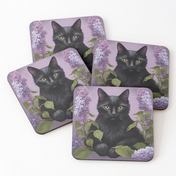 Item preview, Mirabel Black Cat with Lilacs designed and sold by BlackCatGeneral.