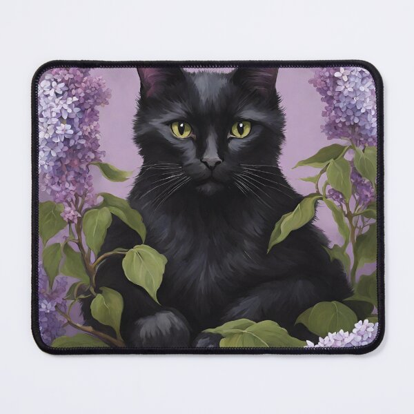 Item preview, Mirabel Black Cat with Lilacs designed and sold by BlackCatGeneral.