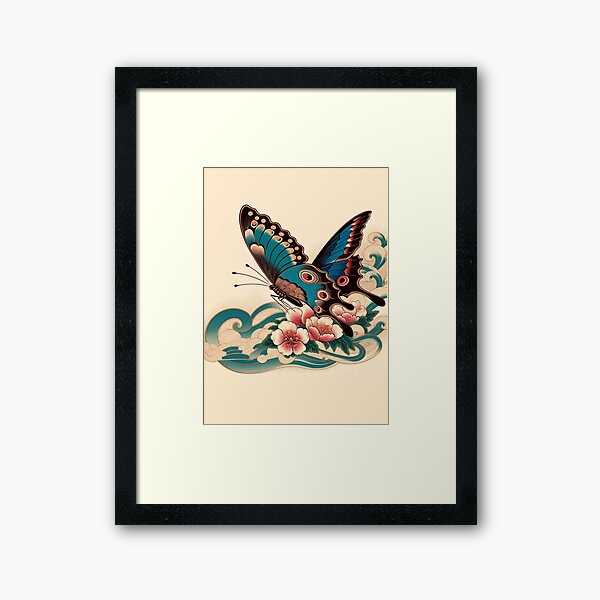 Aperçu de l'œuvre Style Ukiyoe papillon japonais créée et vendue par Mekone.