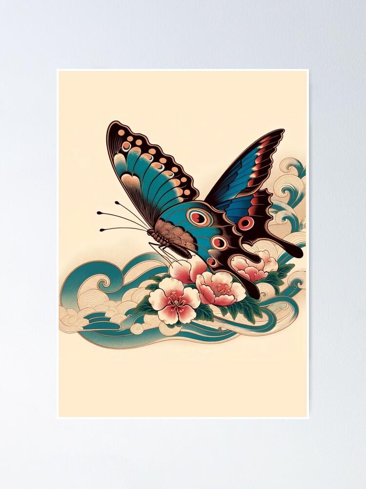 Japanese Butterfly Ukiyoe Style