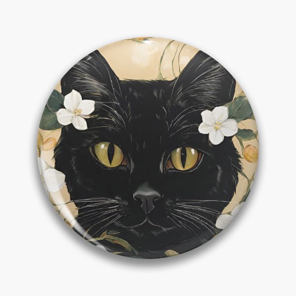 Item preview, Seraphina Black Cat White Flowers and Gold designed and sold by BlackCatGeneral.