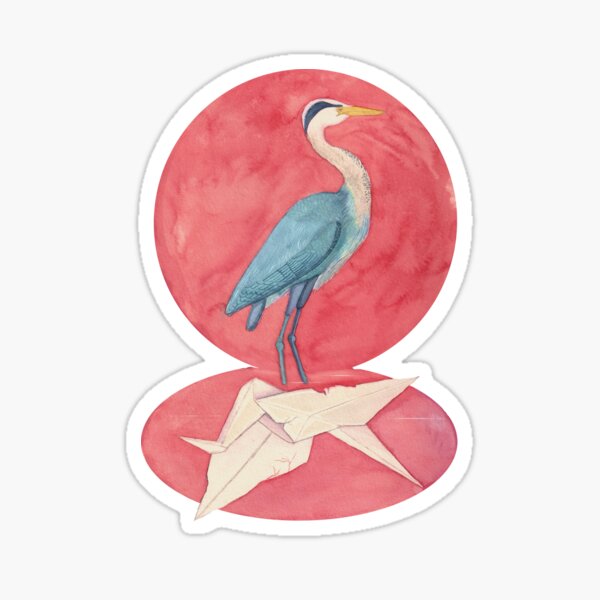 Item preview, Crane with his paper crane refection  designed and sold by Rebekah Lauzier.