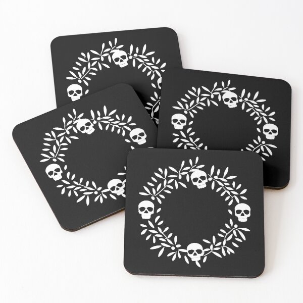 Item preview, White Elegance: Minimalist Skull Wreath on Black designed and sold by EmeraldeaArt.