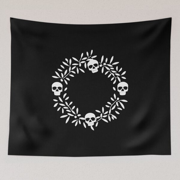 Item preview, White Elegance: Minimalist Skull Wreath on Black designed and sold by EmeraldeaArt.
