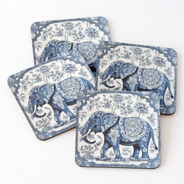 Item preview, Toile De Jouy Blue Elephant  designed and sold by Deepestblue.