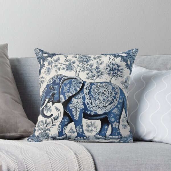 Item preview, Toile De Jouy Blue Elephant  designed and sold by Deepestblue.