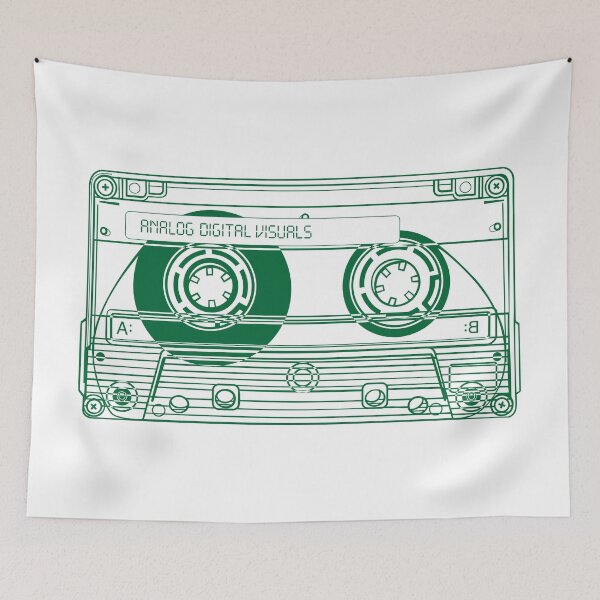 Item preview, Cassette Tape Graphic Tee – Mixtape Era Y2K Streetwear (Cadmium Green Lines) Analog / Music designed and sold by analogdigitalvz.