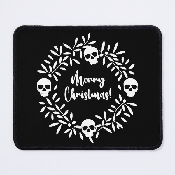 Item preview, White Elegance: Gothic Christmas Skull Wreath on Black designed and sold by EmeraldeaArt.