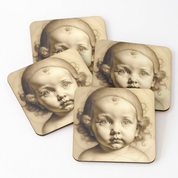 Item preview, Portrait Of A Cute Curly-Haired Baby In The Style Of Leonardo designed and sold by LanaGustavsson.