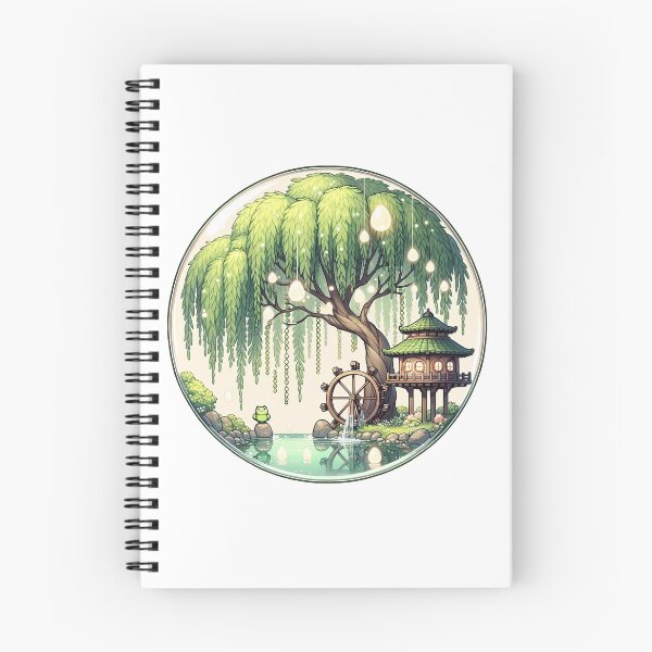 Item preview, Enchanted Arboretum: Willow Tree Watermill Retreat designed and sold by kawaiidoodlesuk.